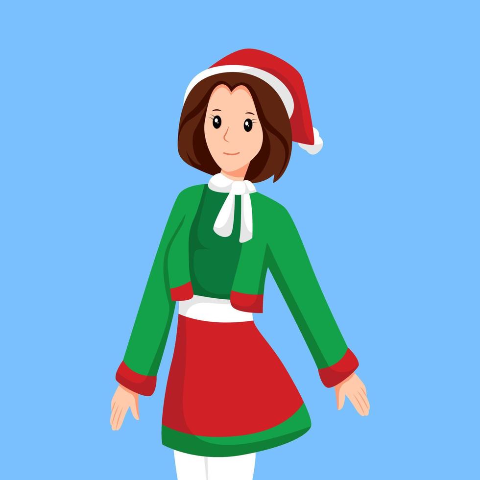 ilustración de diseño de personaje de niña linda de navidad vector