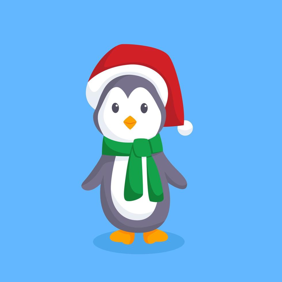 ilustración de diseño de personaje de pingüino de navidad vector