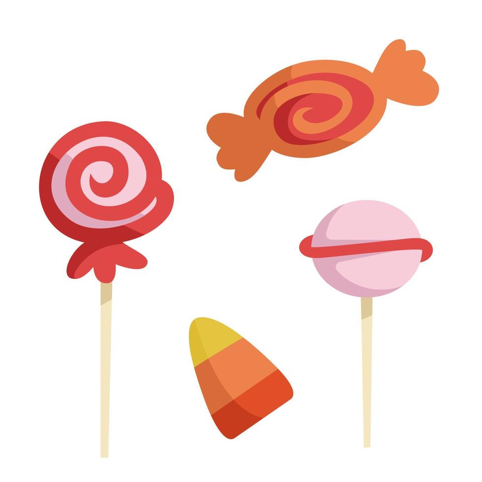 Traditional Halloween sweets. Candies in cartoon style. vector