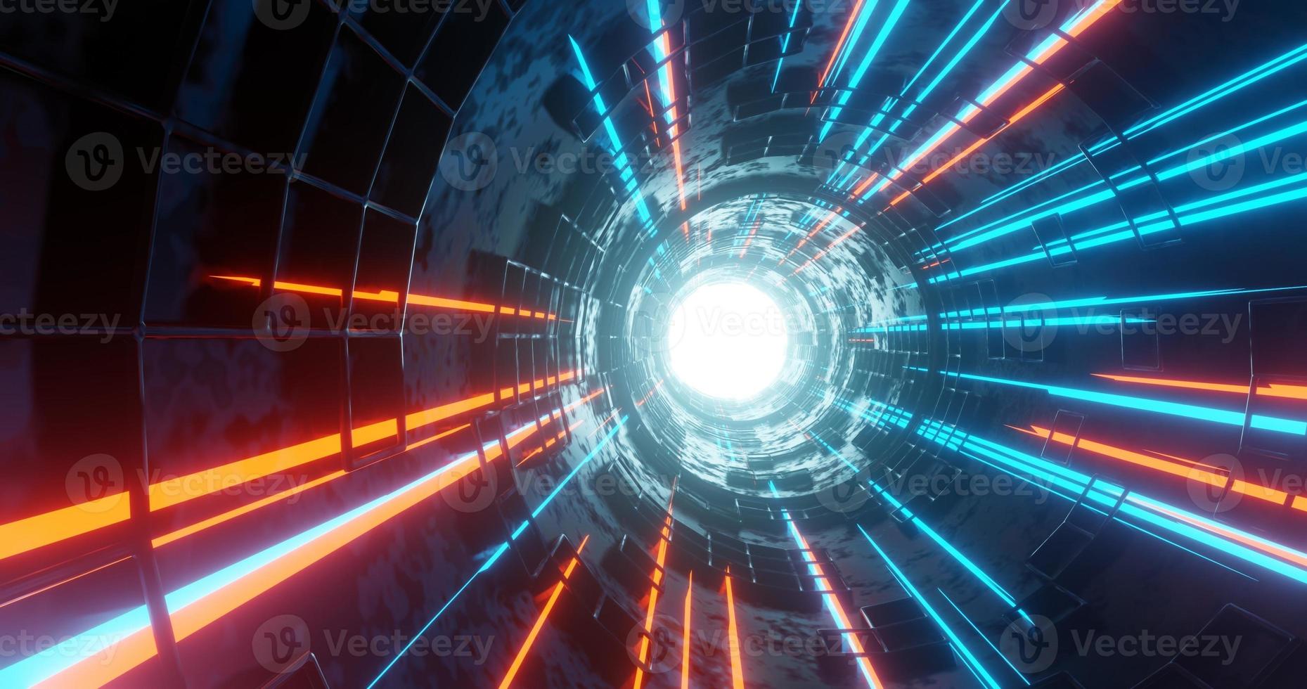 abstract background using a hallway shape with a cube-like texture such as a window and a orange-blue laser method, 3d rendering, and 4K size photo