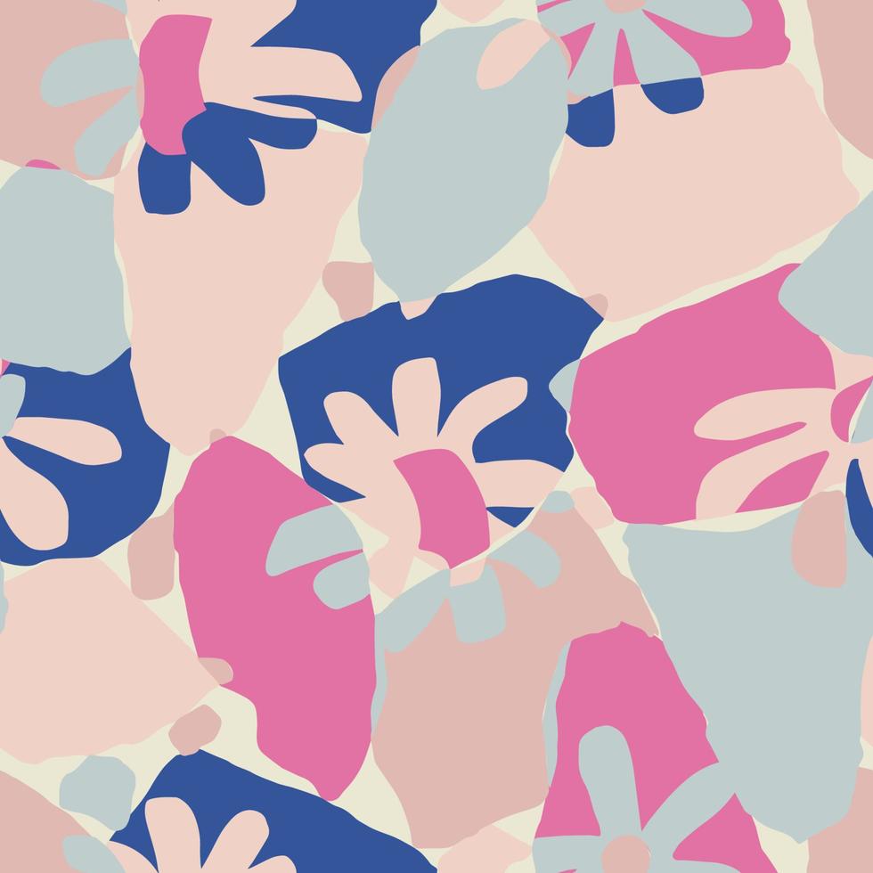 Vector simple flower and layers shape illustration seamless repeat pattern