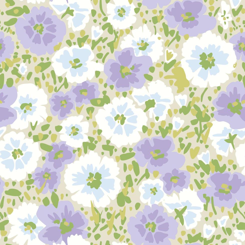 Vector flower illustration with pastel color seamless repeat pattern