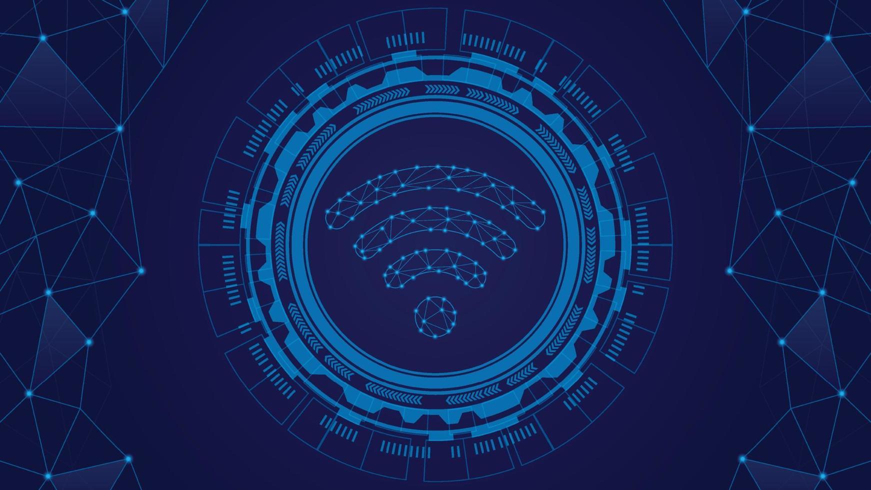 wireless of glowing particles with flares and flashes , polygonal , technology , networking . vector