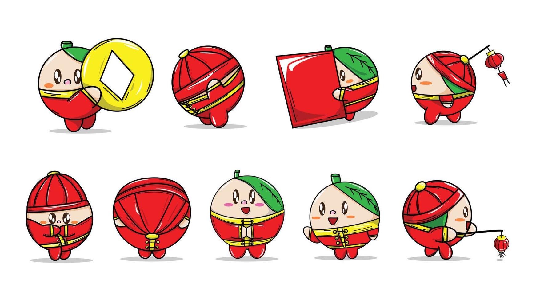 cute chinese wearing chinese costumes. vector