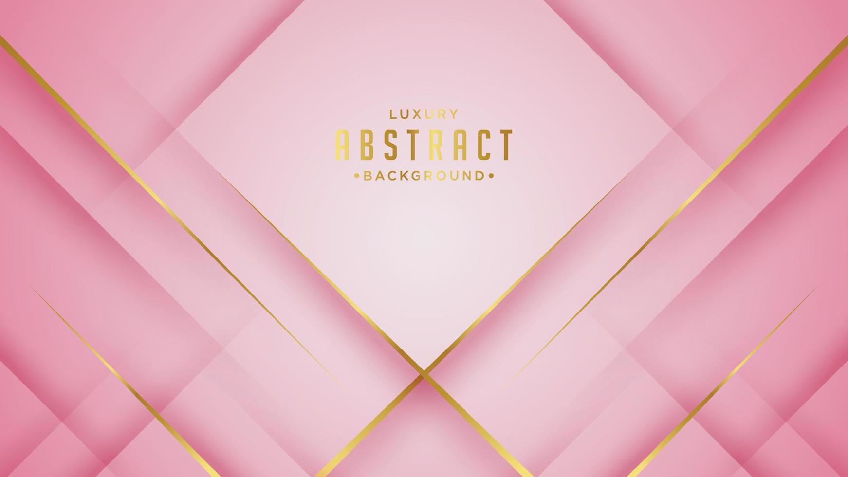 Luxury golden line background pink shades in 3d abstract style. vector