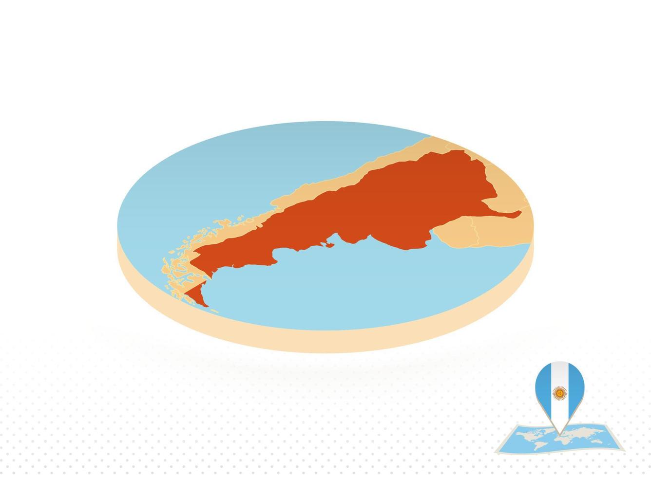 Argentina map designed in isometric style, orange circle map. vector