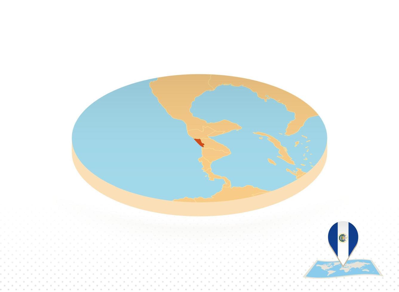 El Salvador map designed in isometric style, orange circle map. vector