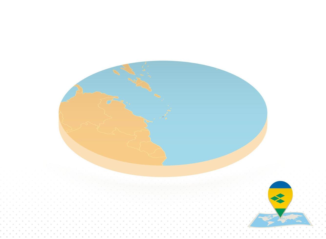 Saint Vincent and the Grenadines map designed in isometric style, orange circle map. vector