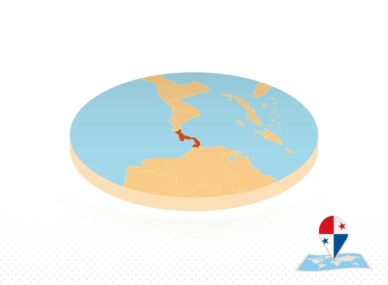 Panama map designed in isometric style, orange circle map. vector