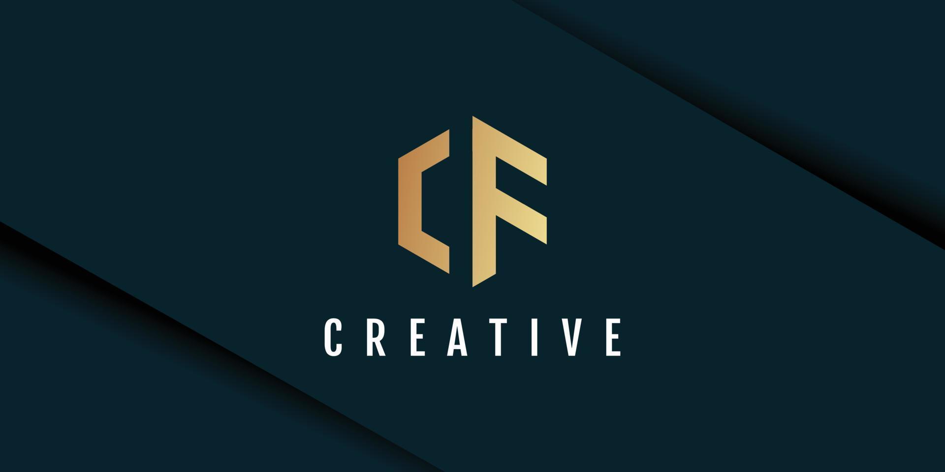 Letter cf logo illustration with hexagon pattern creative design vector