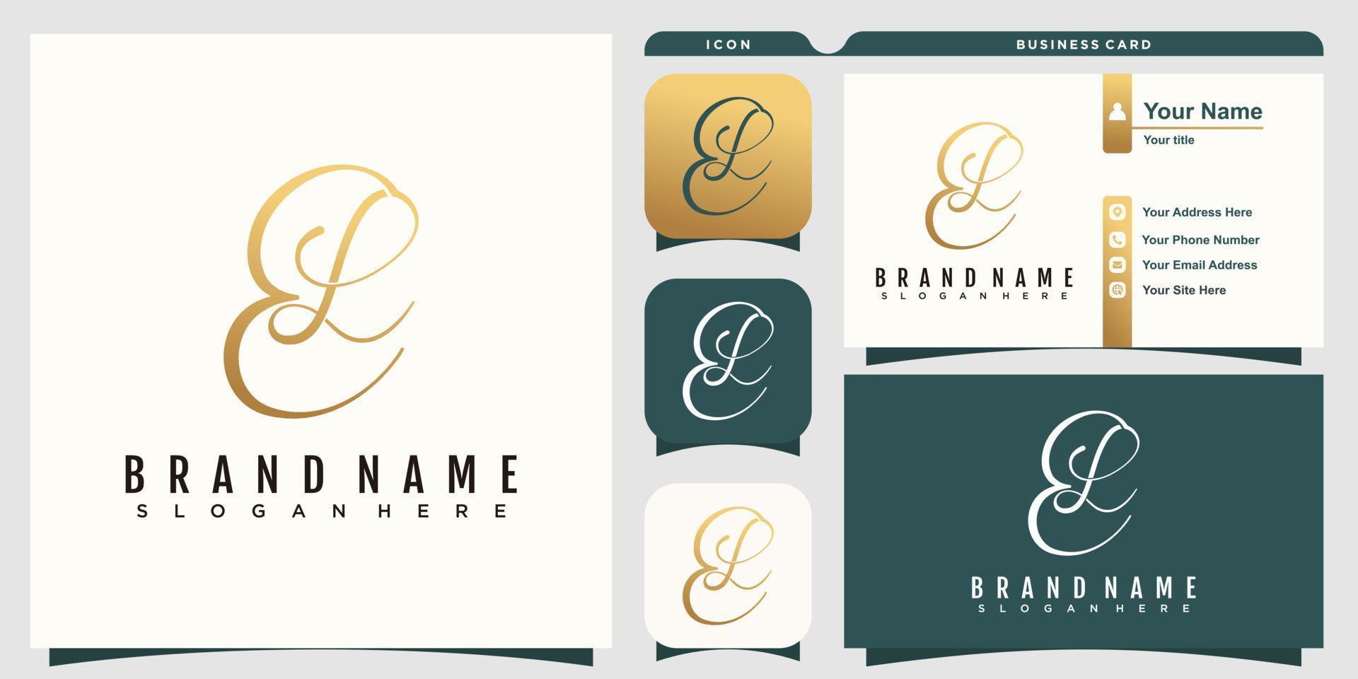 EL initial logo illustration with business card design vector