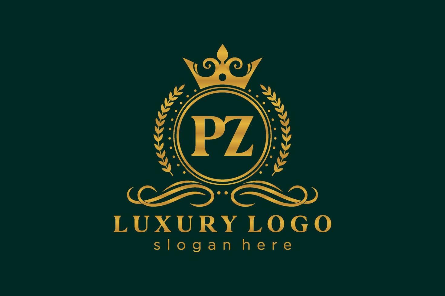 Initial PZ Letter Royal Luxury Logo template in vector art for Restaurant, Royalty, Boutique, Cafe, Hotel, Heraldic, Jewelry, Fashion and other vector illustration.