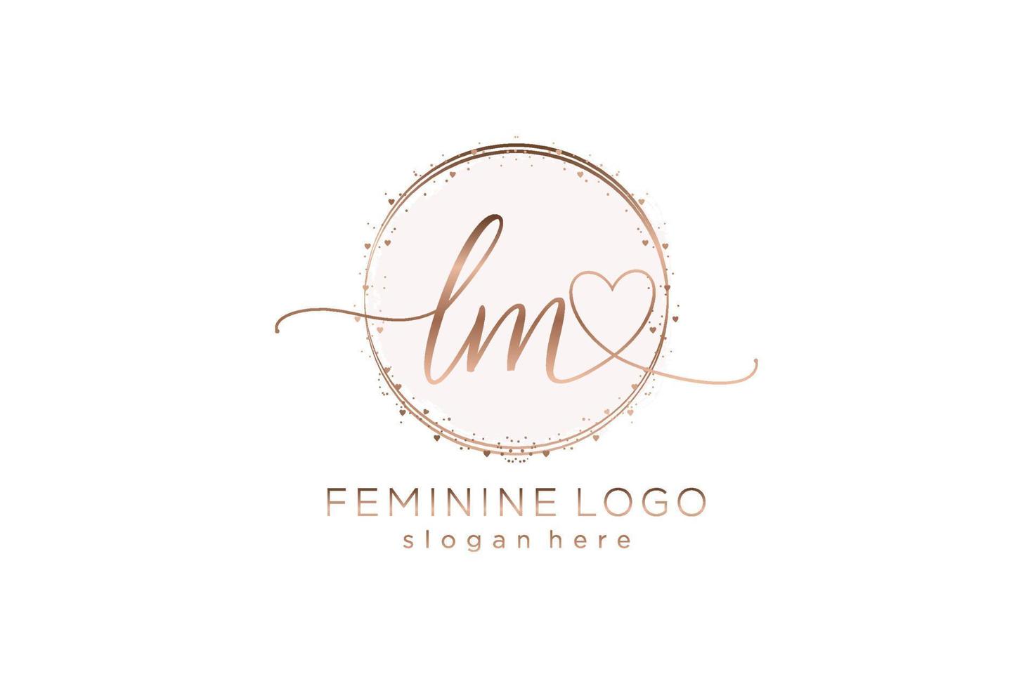 Initial LM handwriting logo with circle template vector logo of initial wedding, fashion, floral and botanical with creative template.