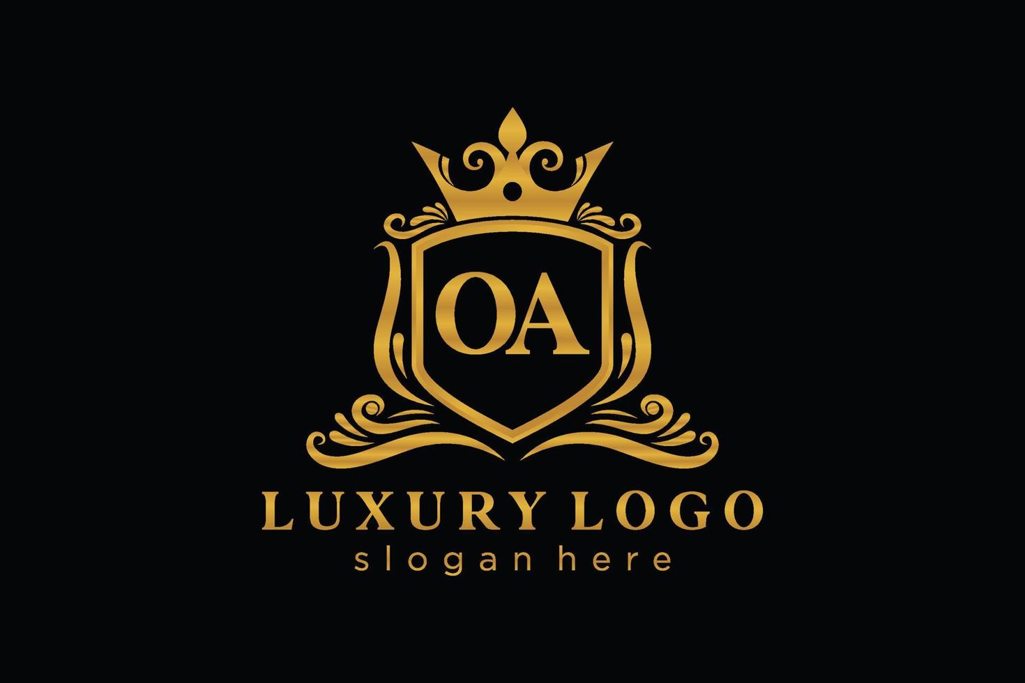 Initial OA Letter Royal Luxury Logo template in vector art for Restaurant, Royalty, Boutique, Cafe, Hotel, Heraldic, Jewelry, Fashion and other vector illustration.