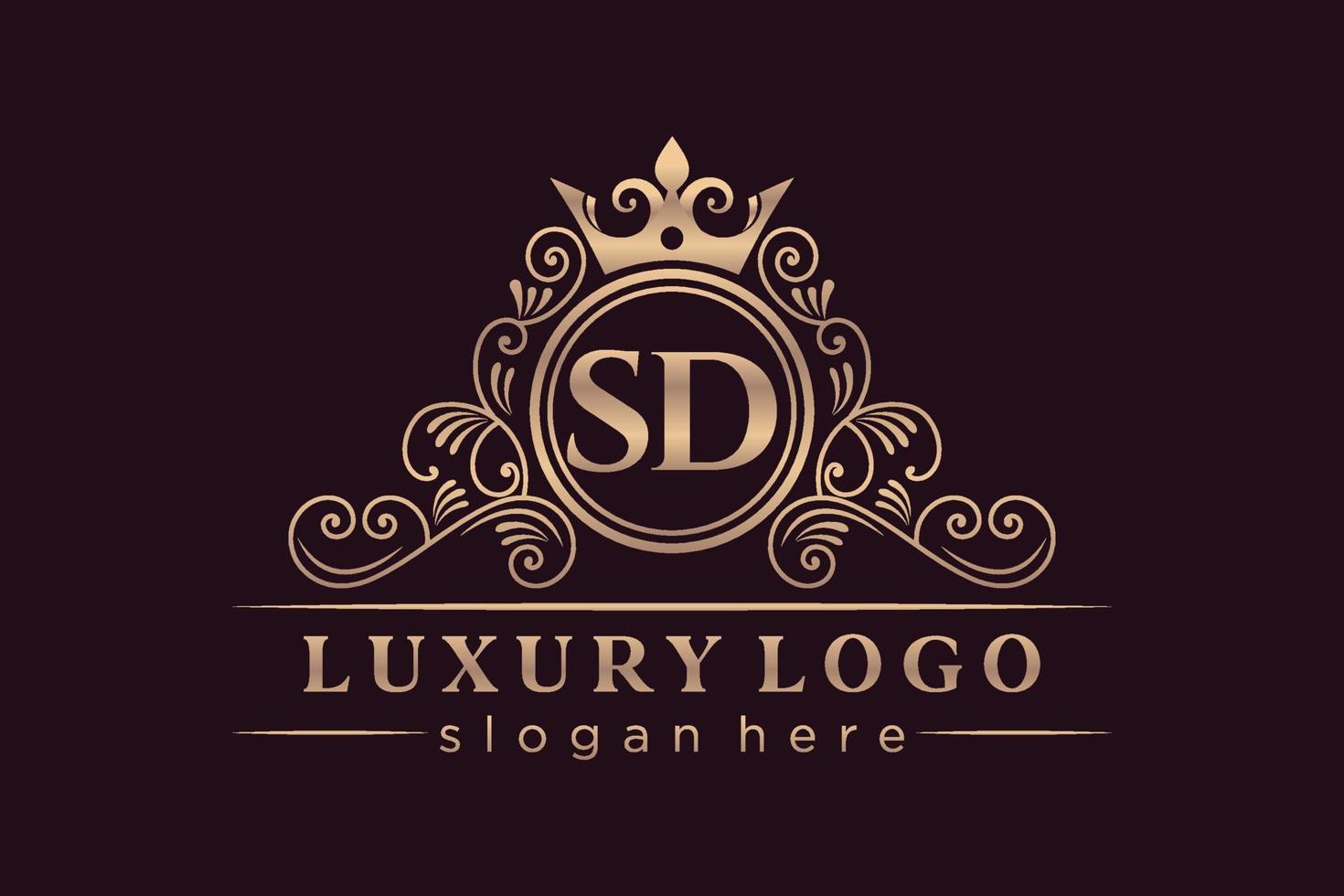 sd letra inicial oro caligráfico femenino floral dibujado a mano monograma heráldico antiguo estilo vintage diseño de logotipo de lujo vector premium