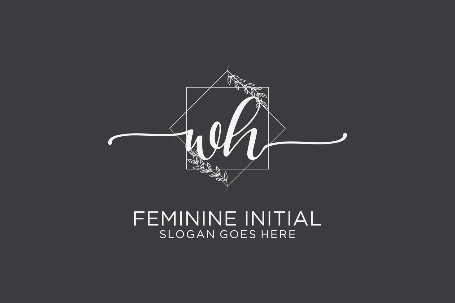 Initial WH beauty monogram and elegant logo design handwriting logo of initial signature, wedding, fashion, floral and botanical with creative template. vector