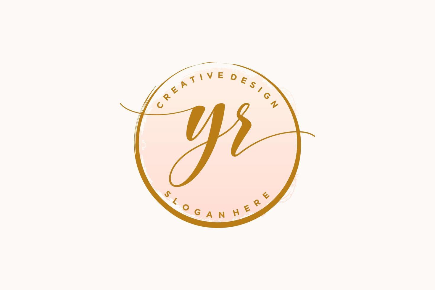 Initial YR handwriting logo with circle template vector signature, wedding, fashion, floral and botanical with creative template.