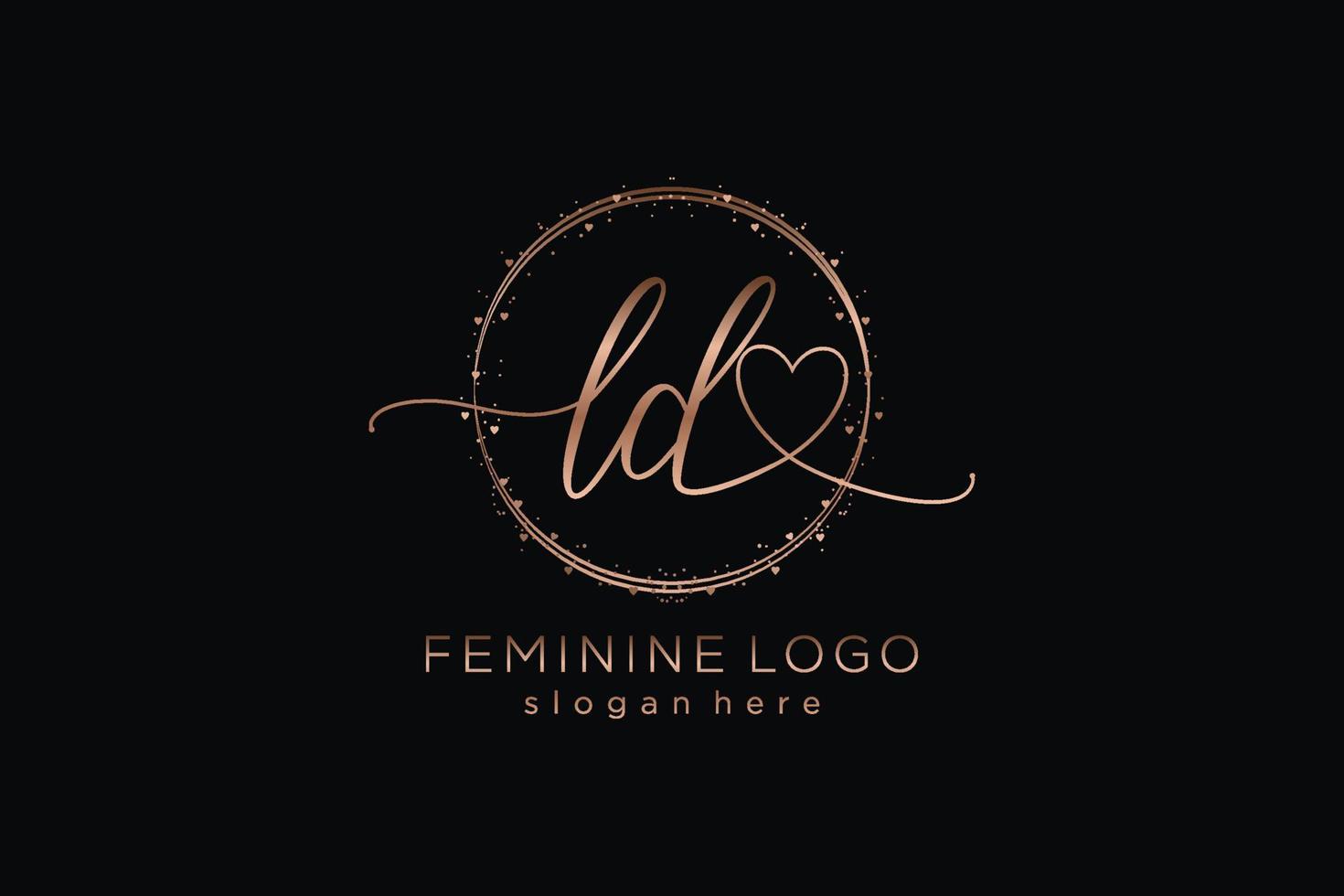 Initial LD handwriting logo with circle template vector logo of initial wedding, fashion, floral and botanical with creative template.