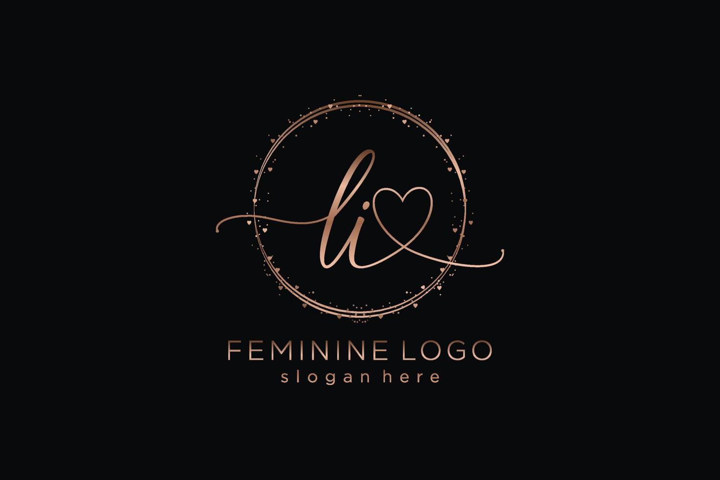 Initial LI handwriting logo with circle template vector logo of initial wedding, fashion, floral and botanical with creative template.