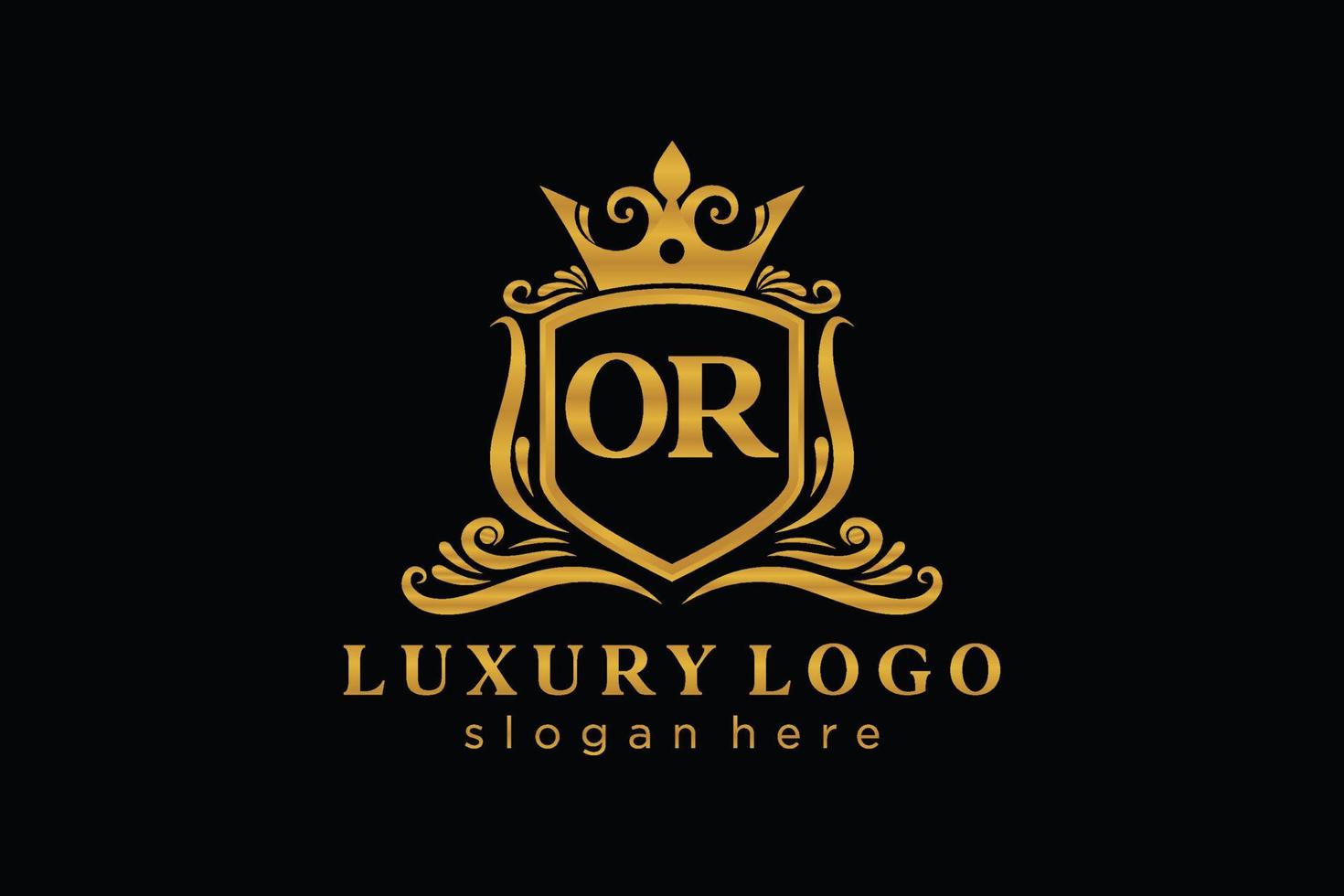 Initial OR Letter Royal Luxury Logo template in vector art for Restaurant, Royalty, Boutique, Cafe, Hotel, Heraldic, Jewelry, Fashion and other vector illustration.