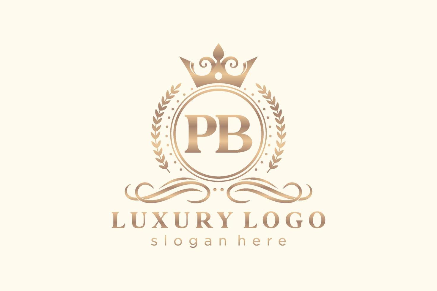 Initial PB Letter Royal Luxury Logo template in vector art for Restaurant, Royalty, Boutique, Cafe, Hotel, Heraldic, Jewelry, Fashion and other vector illustration.