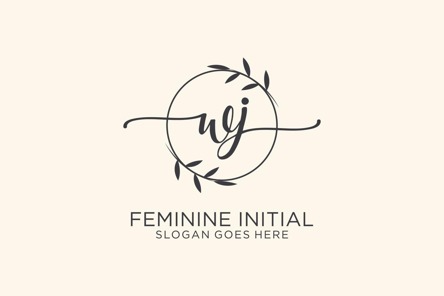 Initial WJ beauty monogram and elegant logo design handwriting logo of initial signature, wedding, fashion, floral and botanical with creative template. vector