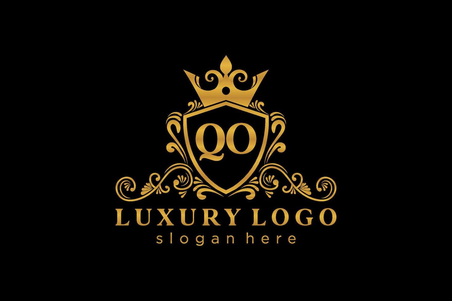 Initial QO Letter Royal Luxury Logo template in vector art for Restaurant, Royalty, Boutique, Cafe, Hotel, Heraldic, Jewelry, Fashion and other vector illustration.