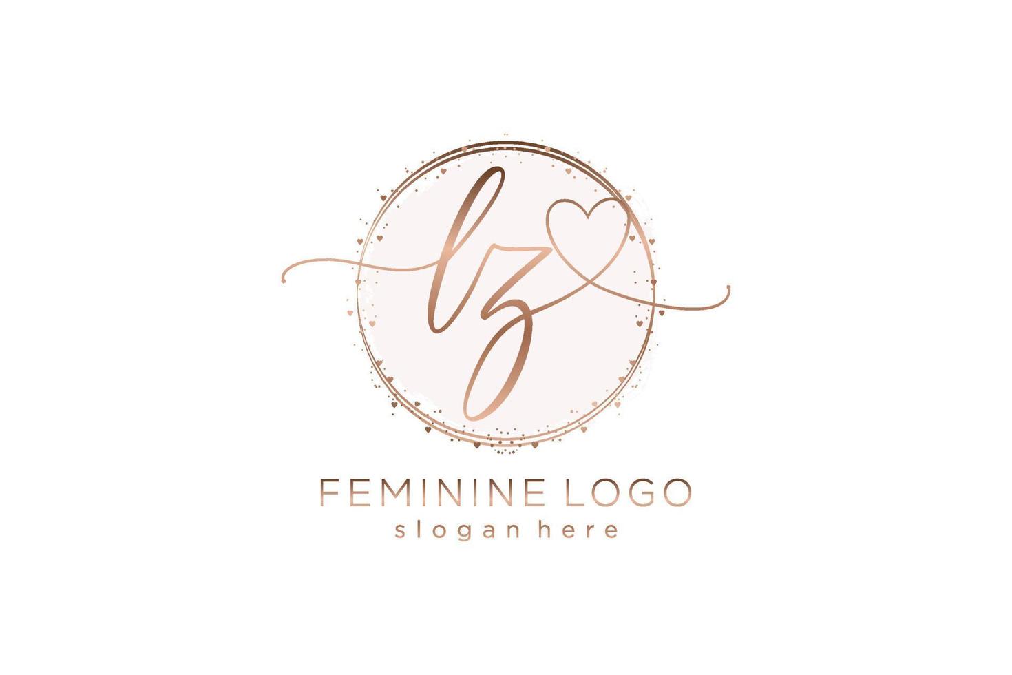 Initial LZ handwriting logo with circle template vector logo of initial wedding, fashion, floral and botanical with creative template.