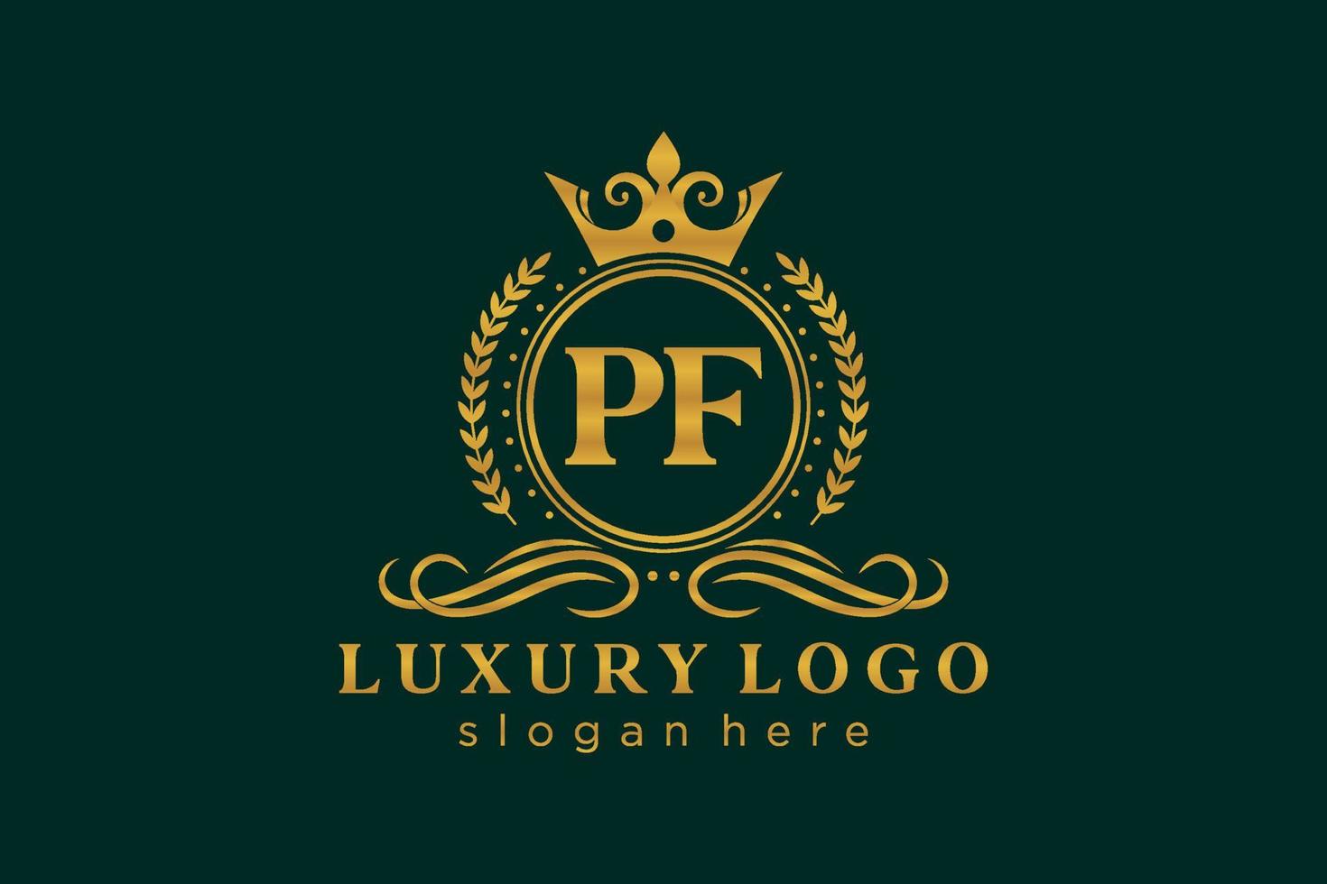 plantilla de logotipo de lujo real de letra pf inicial en arte vectorial para restaurante, realeza, boutique, cafetería, hotel, heráldica, joyería, moda y otras ilustraciones vectoriales. vector