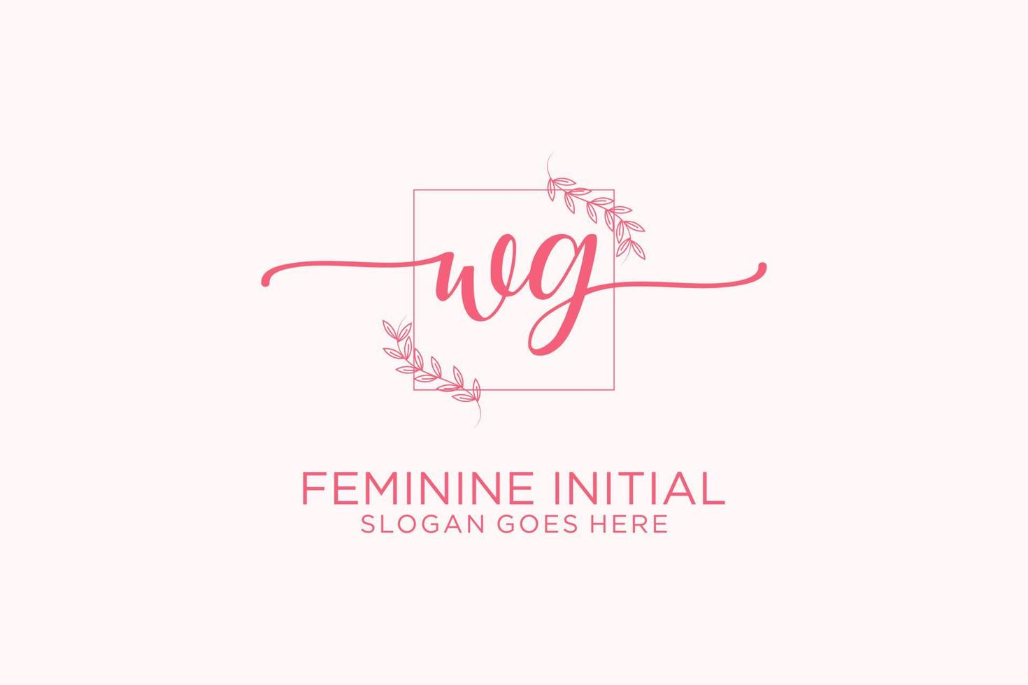 Initial WG beauty monogram and elegant logo design handwriting logo of initial signature, wedding, fashion, floral and botanical with creative template. vector
