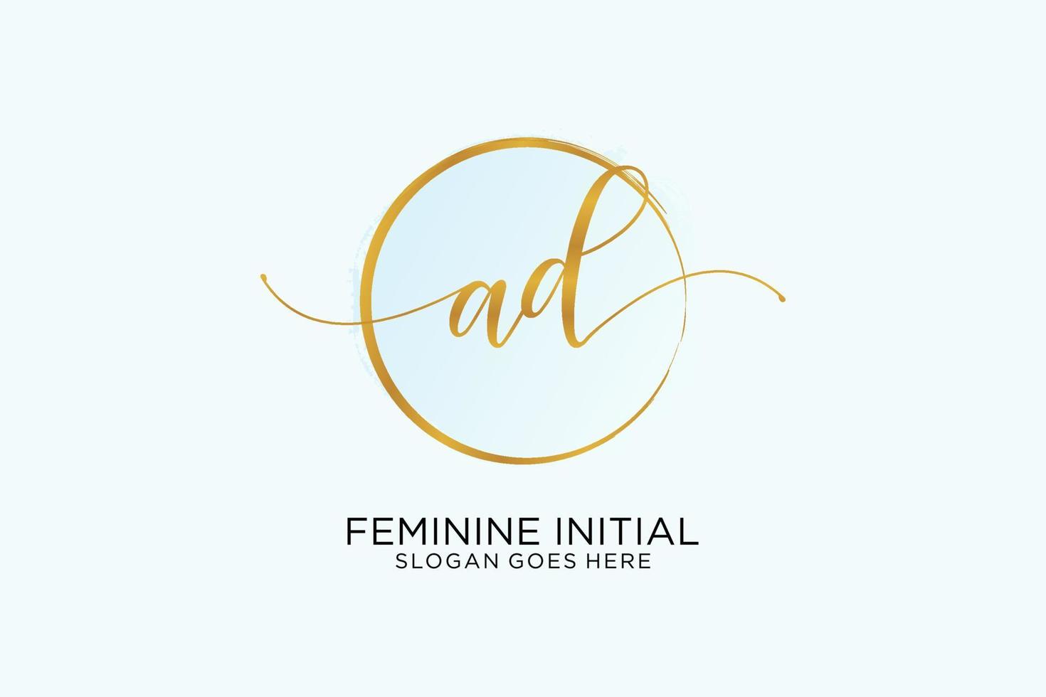 Initial AD handwriting logo with circle template vector signature, wedding, fashion, floral and botanical with creative template.
