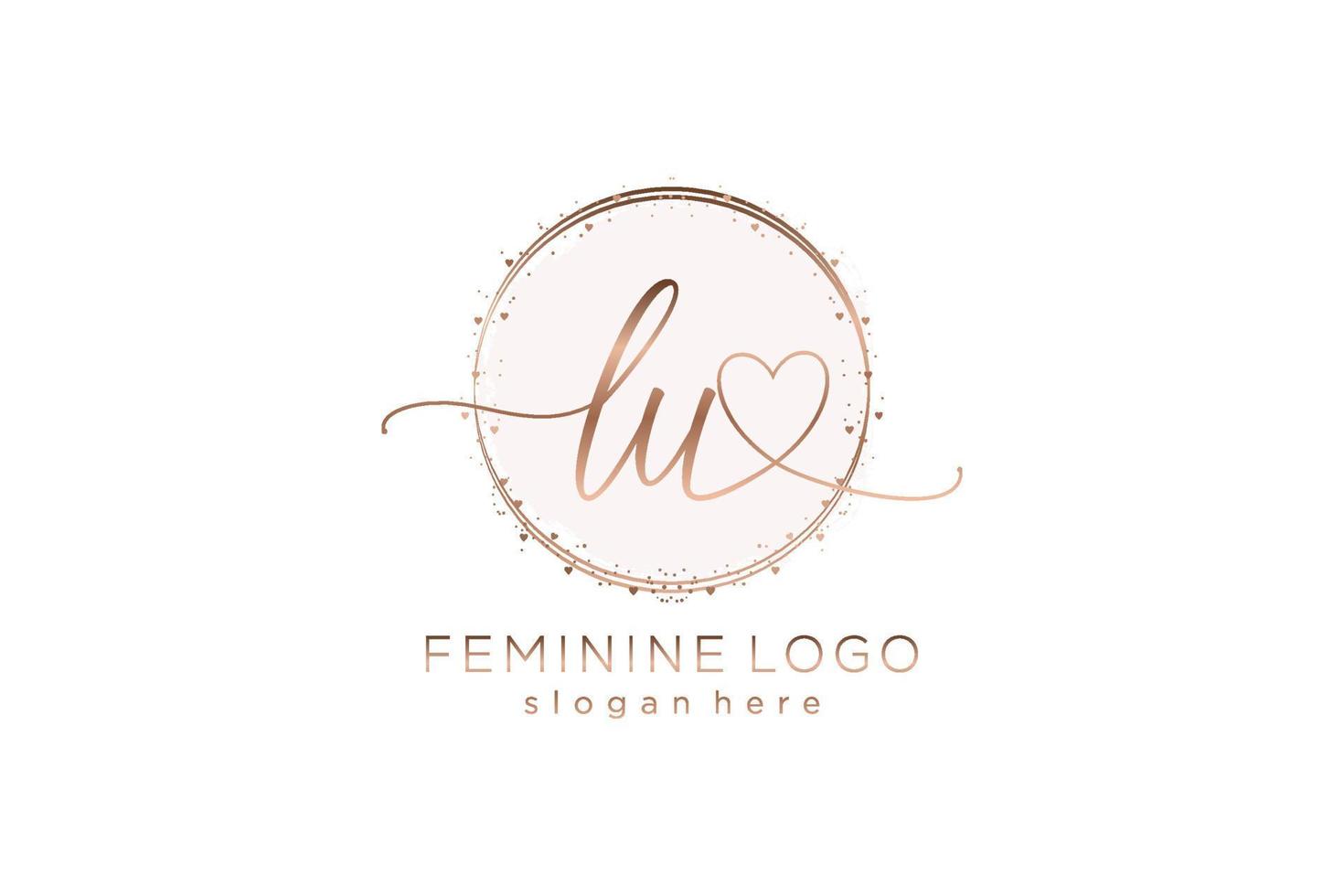Initial LU handwriting logo with circle template vector logo of initial wedding, fashion, floral and botanical with creative template.