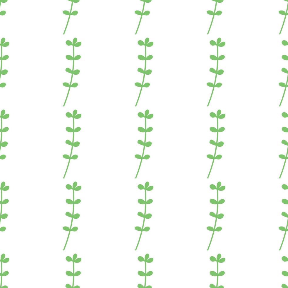 Green leafs seamless pattern. Vector hand drawn botanical illustration. Pretty scandi style for fabric, textile, wallpaper. Digital paper in white background