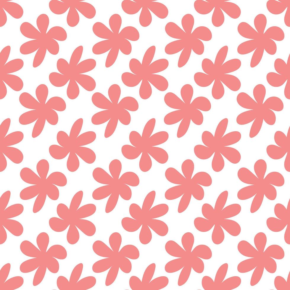 Floral seamless vector pattern with flowers. Spring flora. Simple hand-drawn kids style. Pretty ditsy for fabric, textile, wallpaper. Digital paper in white background
