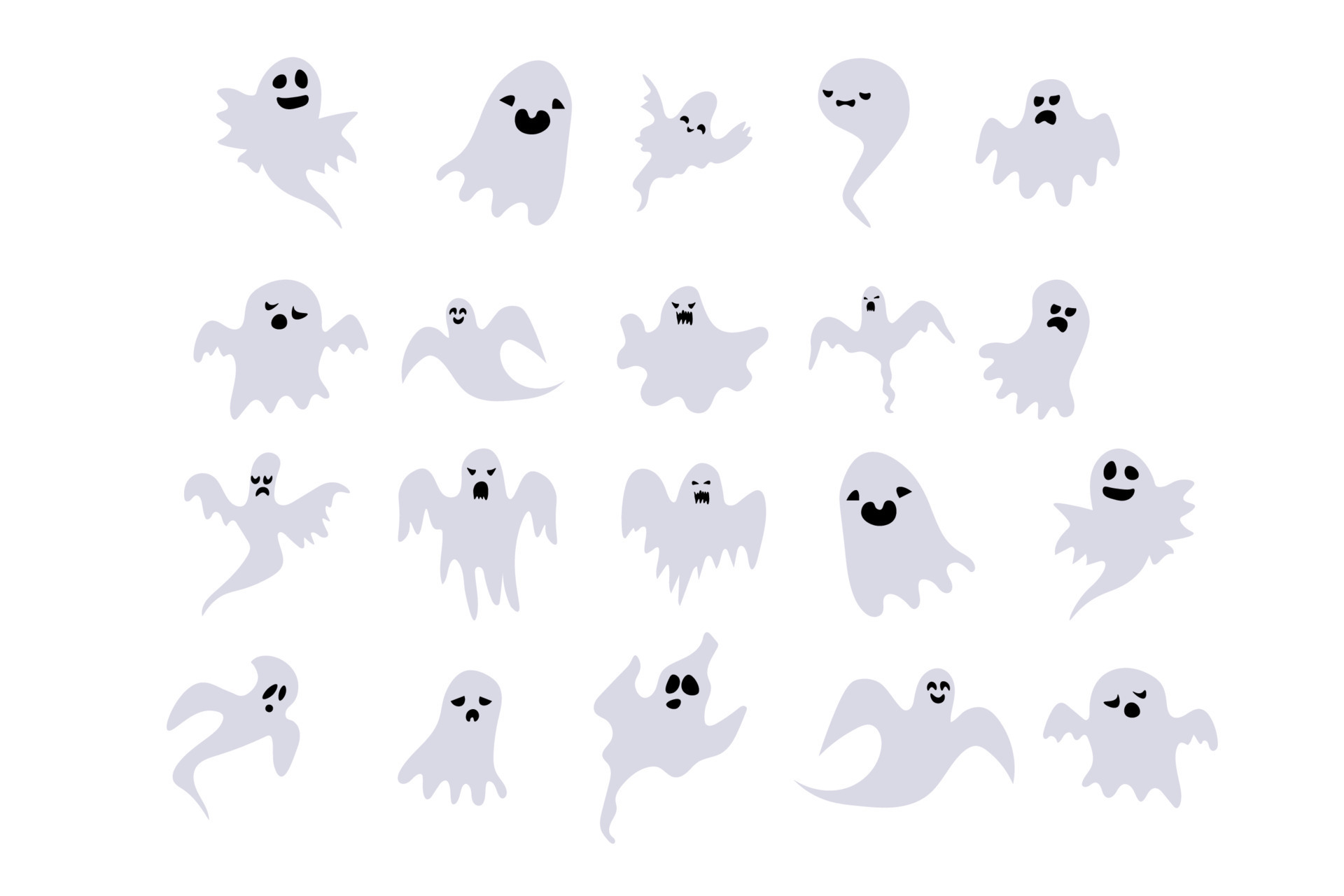 Monochrome ghost apparition spook horror set. Ghost shadow funny. ghost sheet for halloween