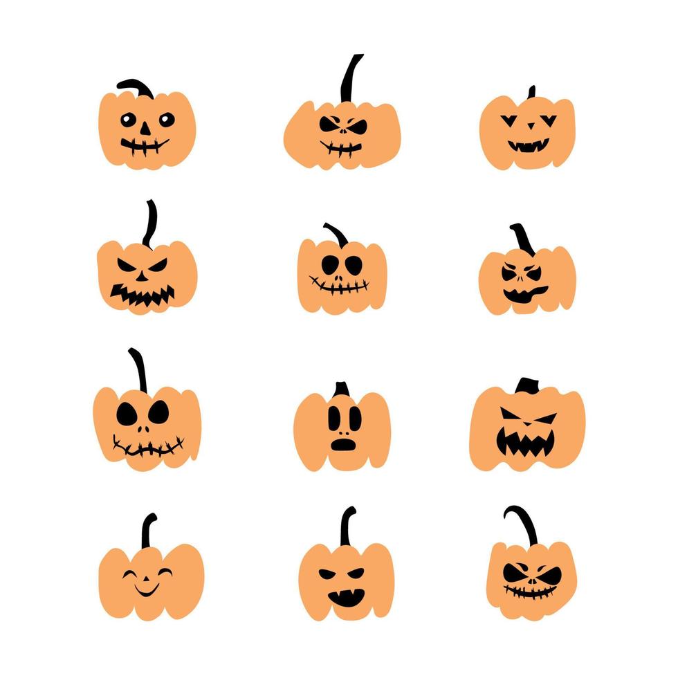 establecer calabaza sobre fondo blanco. calabaza con sonrisa para tu diseño para las vacaciones de halloween. ilustración vectorial vector