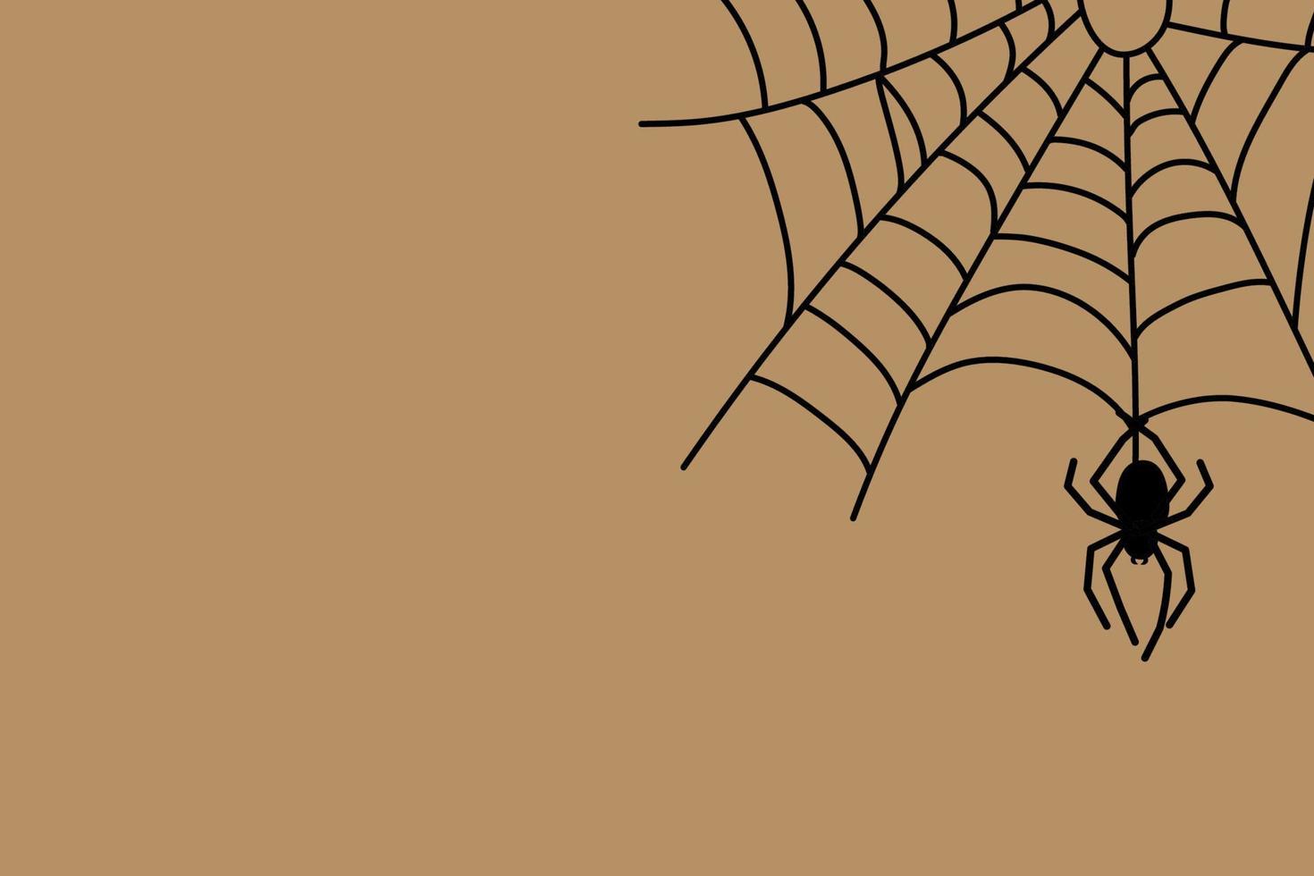 Halloween spider web and spiders on color background. Vector illustration