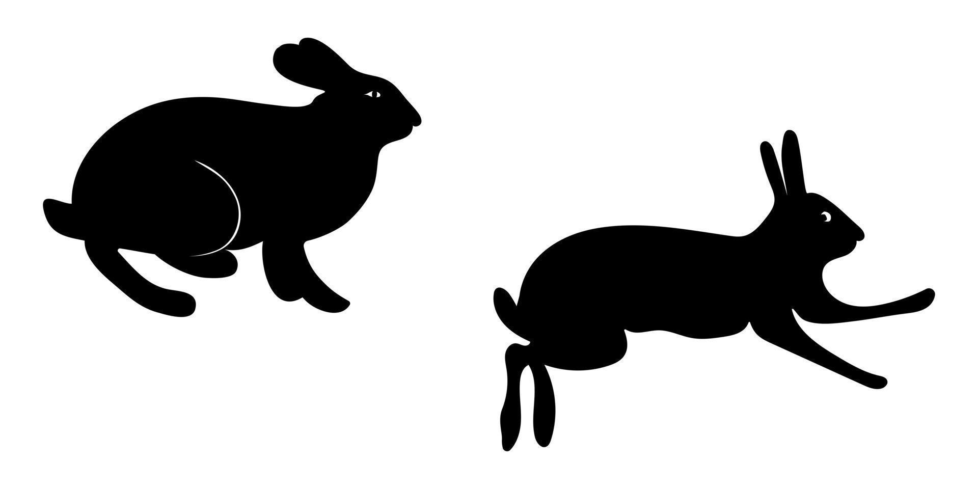 Outline silhouette hare, rabbit. Pose of a wild animal vector