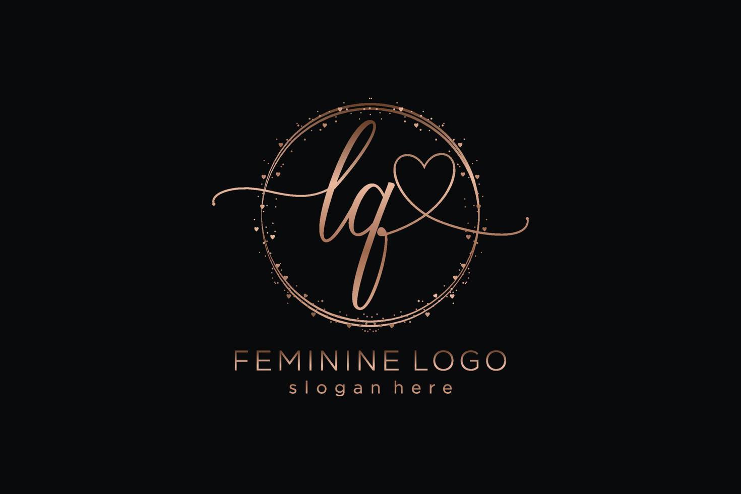 Initial LQ handwriting logo with circle template vector logo of initial wedding, fashion, floral and botanical with creative template.
