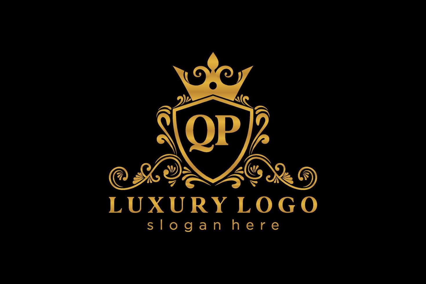 Initial QP Letter Royal Luxury Logo template in vector art for Restaurant, Royalty, Boutique, Cafe, Hotel, Heraldic, Jewelry, Fashion and other vector illustration.