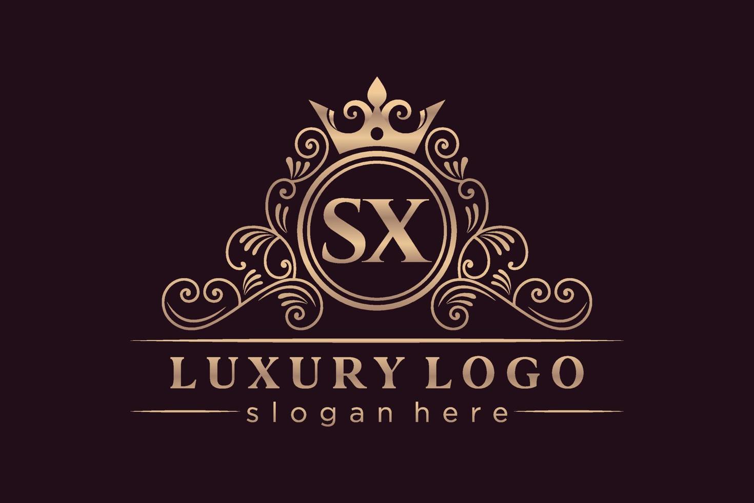 SX Initial Letter Gold calligraphic feminine floral hand drawn heraldic monogram antique vintage style luxury logo design Premium Vector