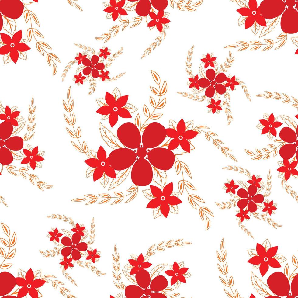 diseño de patrón de flor roja vector