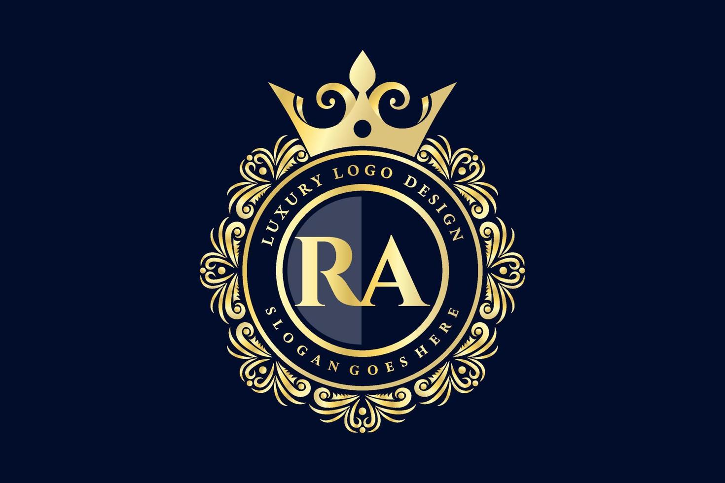 ra letra inicial oro caligráfico femenino floral dibujado a mano monograma heráldico antiguo estilo vintage lujo diseño de logotipo vector premium