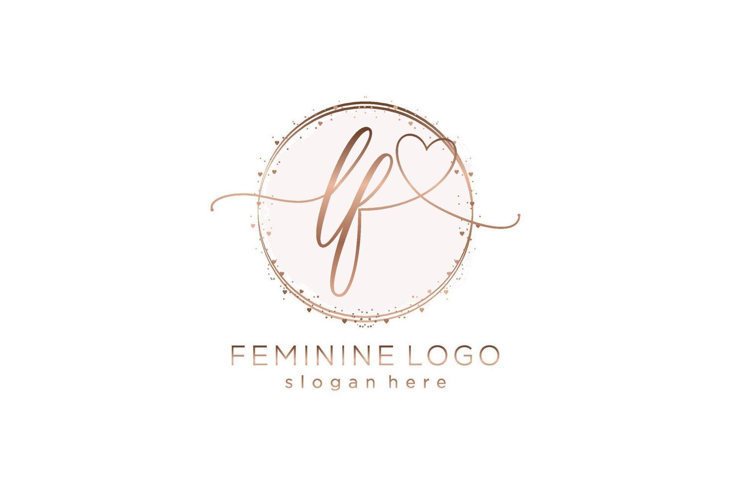 Initial LF handwriting logo with circle template vector logo of initial wedding, fashion, floral and botanical with creative template.