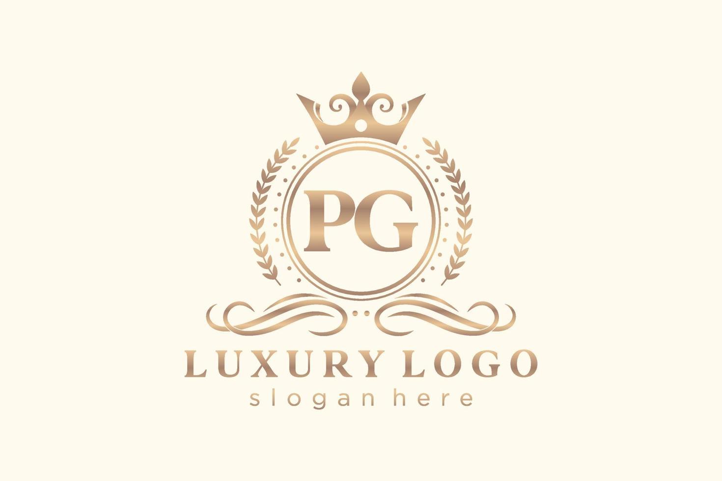 Initial PG Letter Royal Luxury Logo template in vector art for Restaurant, Royalty, Boutique, Cafe, Hotel, Heraldic, Jewelry, Fashion and other vector illustration.