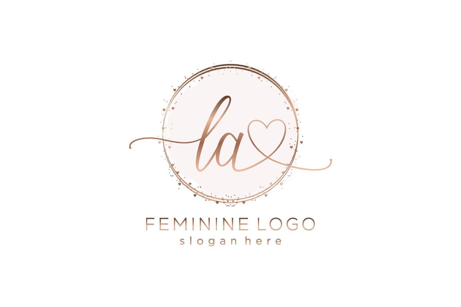 Initial LA handwriting logo with circle template vector logo of initial wedding, fashion, floral and botanical with creative template.