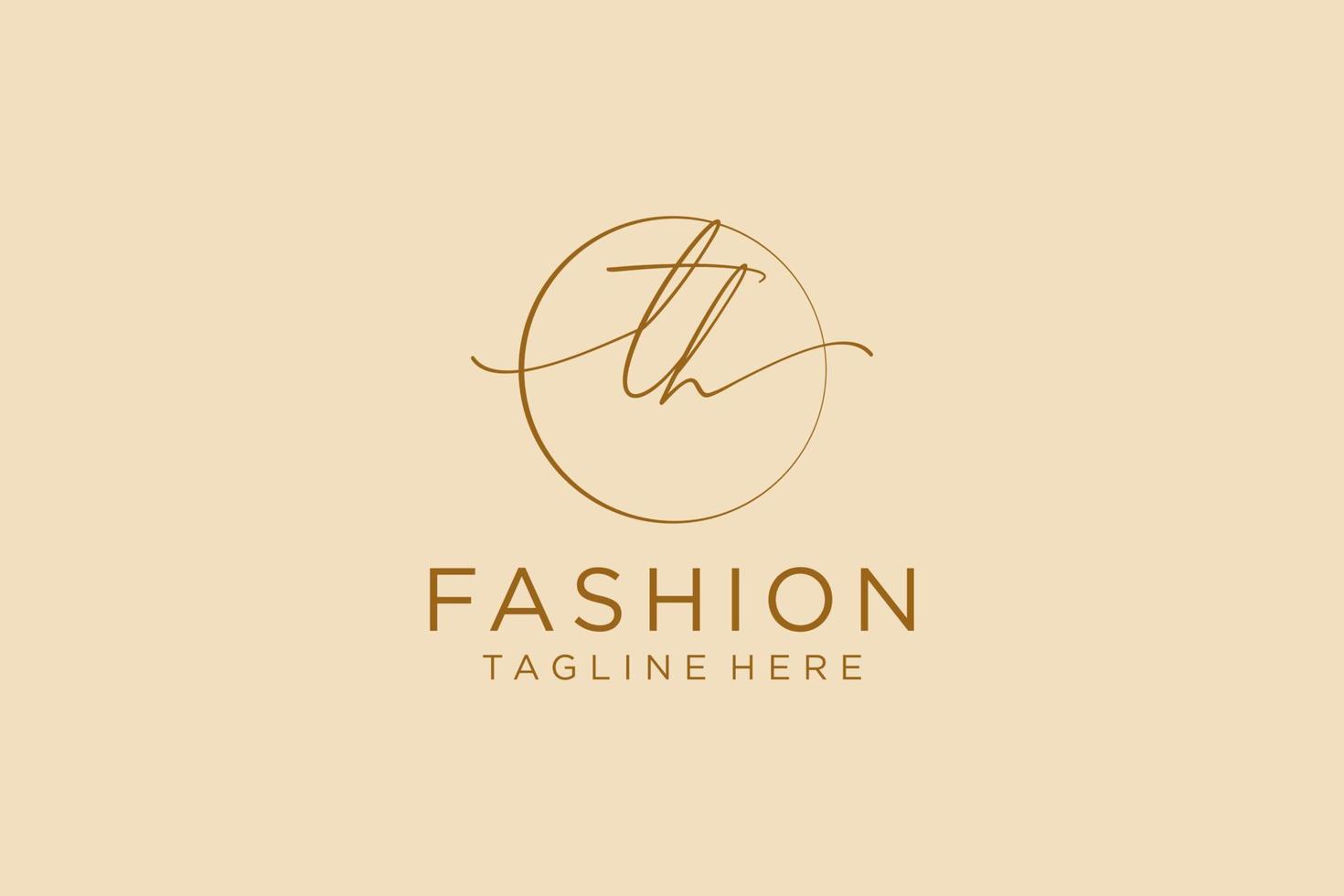 initial TH Feminine logo beauty monogram and elegant logo design, handwriting logo of initial signature, wedding, fashion, floral and botanical with creative template. vector