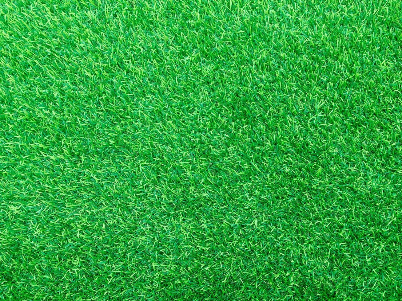 Closeup view of green grass soccer field background. Wallpaper for work and design. photo