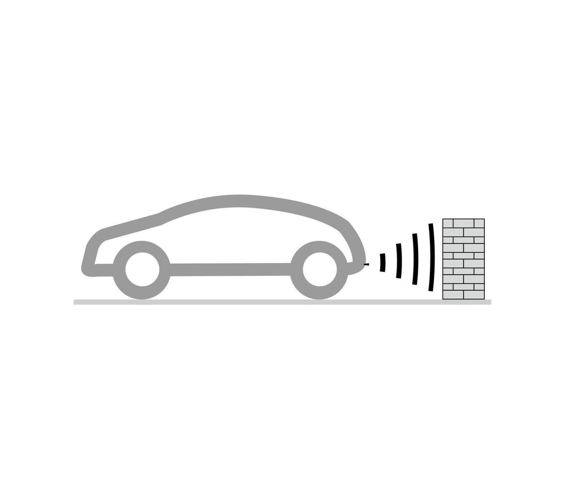 sensor de aparcamiento trasero del coche. acercándose a la pared. marcha  atrás y conducir con cuidado. ilustración dibujo moderno. icono de línea  editable. 12786257 Vector en Vecteezy