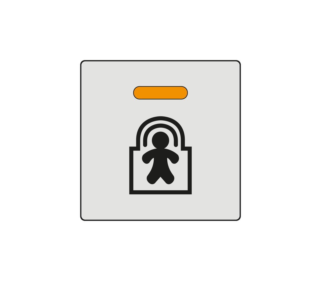 Car child lock sign. The car's security system key. Modern car sketch drawing. Editable line icon. vector